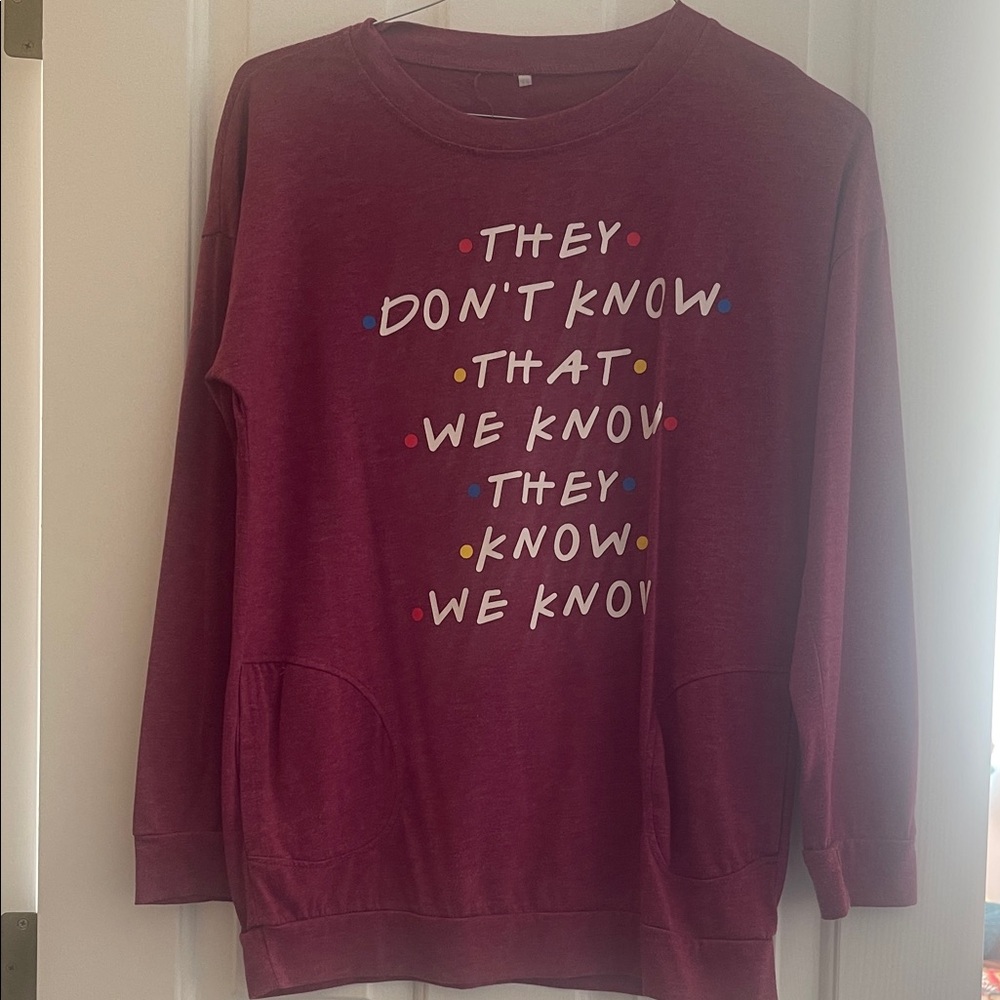 Women's FRIENDS Purple Graphic Sweater